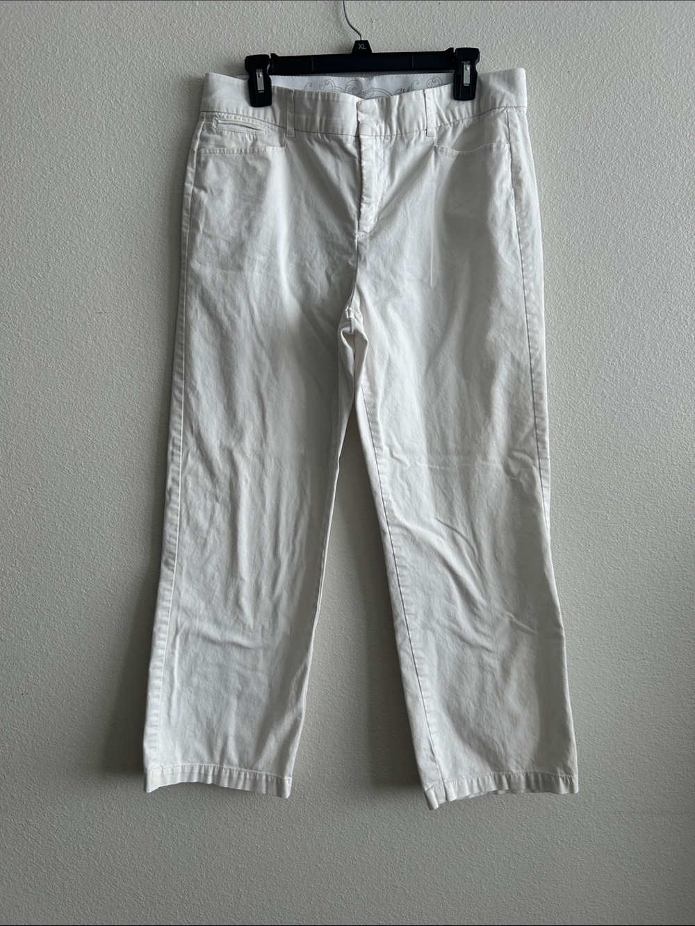 JM Collection White Straight-Leg Cotton Pants